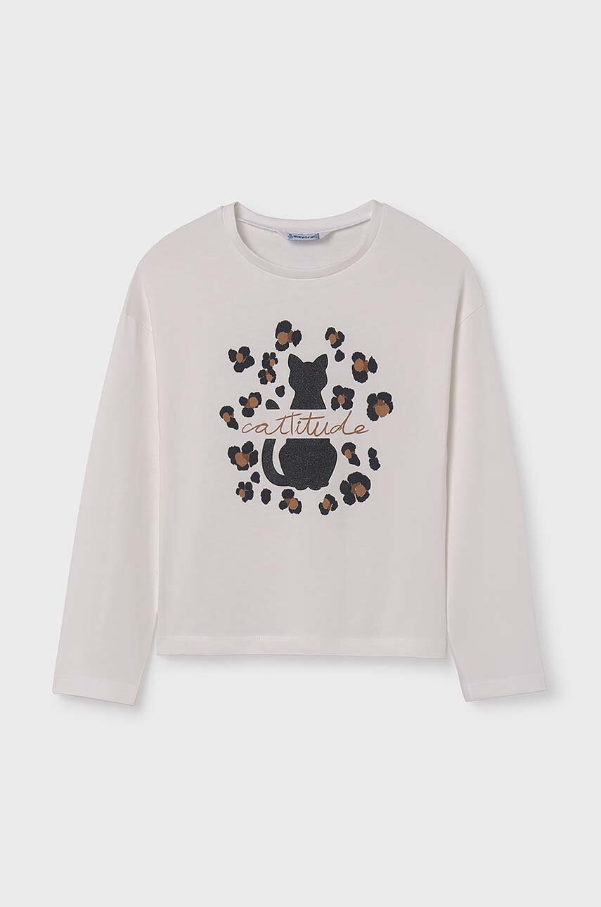 Mayoral longsleeve din bumbac pentru copii culoarea bej, 7014