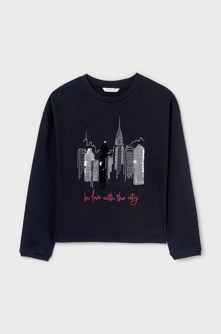Mayoral longsleeve din bumbac pentru copii culoarea negru, 7016