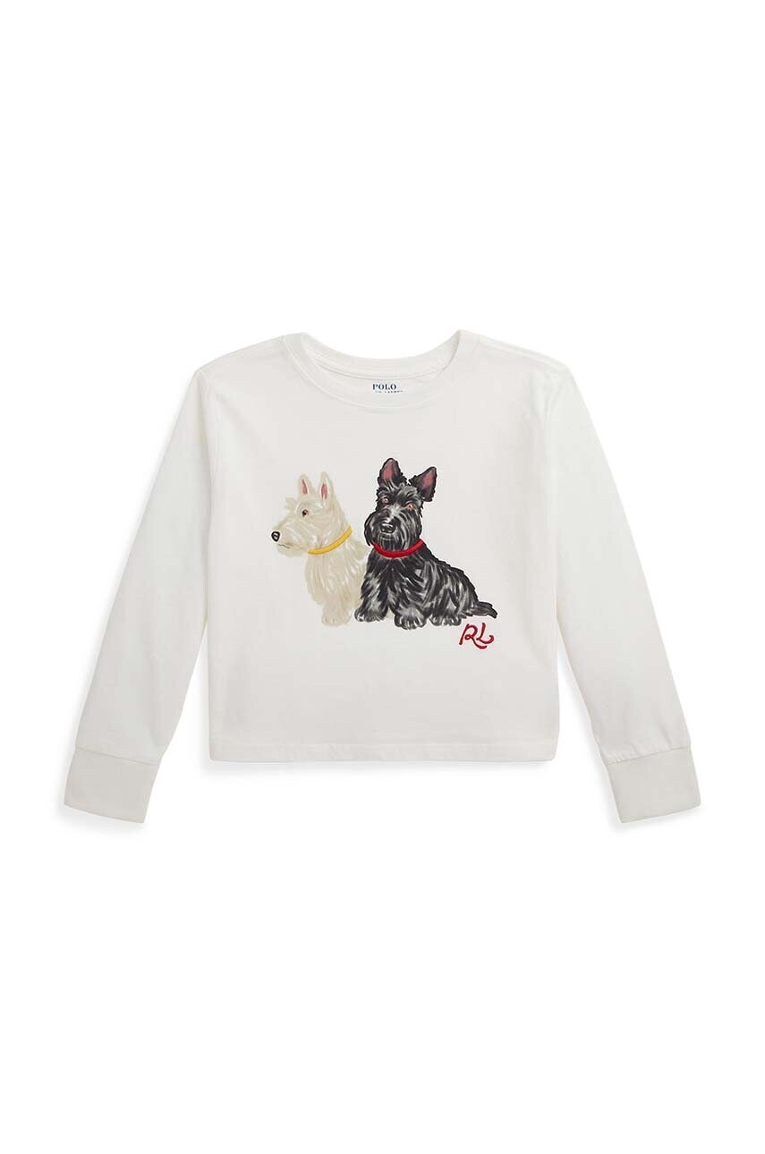 Levně Dětské bavlněné tričko s dlouhým rukávem Polo Ralph Lauren bílá barva, 312951031001