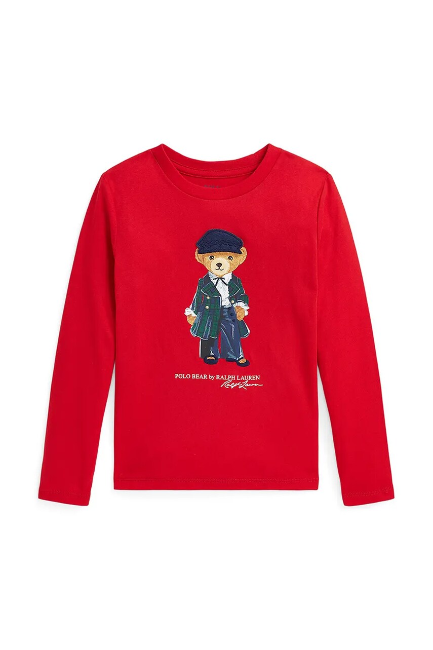 Levně Dětské bavlněné tričko s dlouhým rukávem Polo Ralph Lauren červená barva, 312952134002