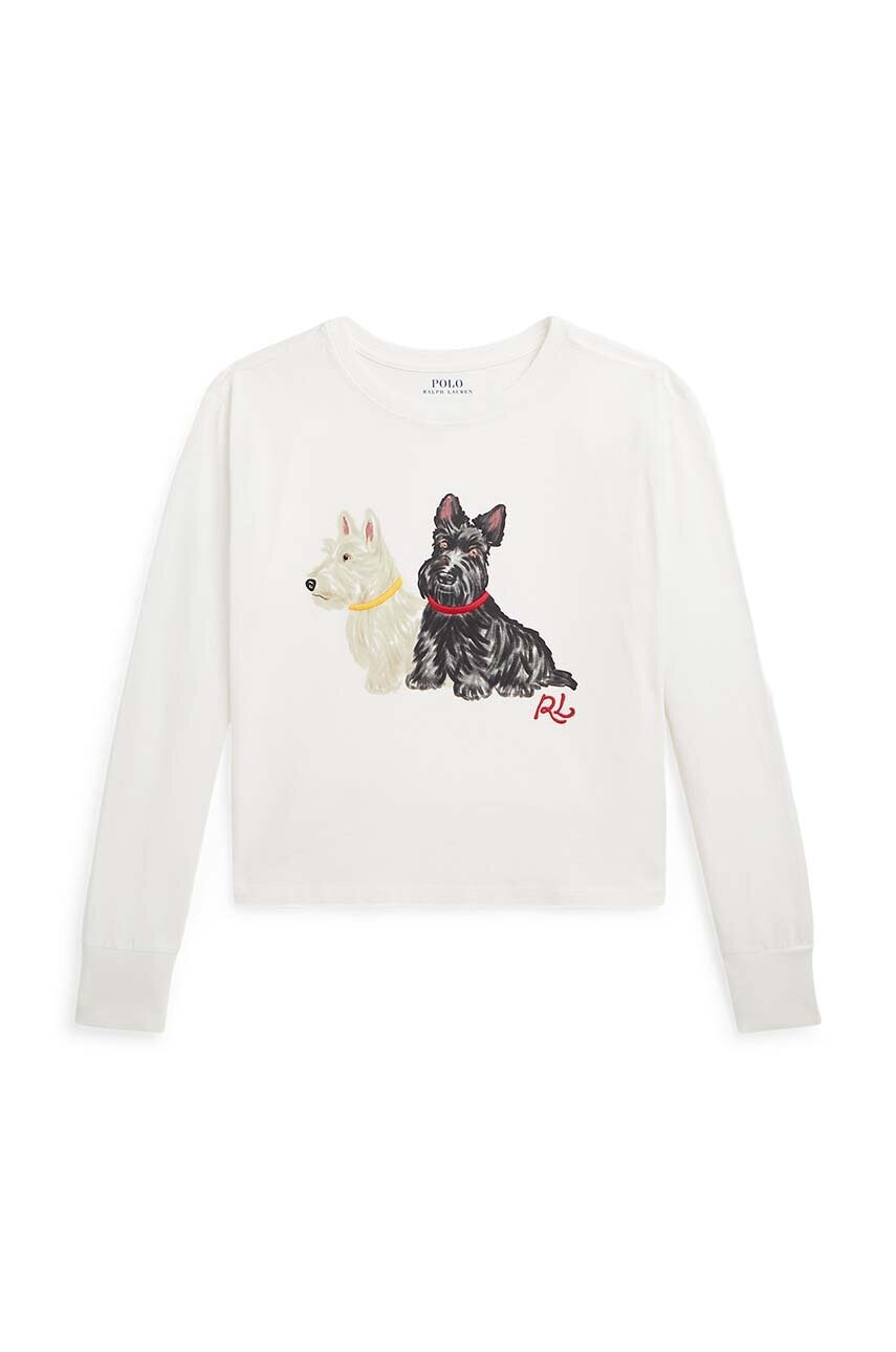 Levně Dětské bavlněné tričko s dlouhým rukávem Polo Ralph Lauren bílá barva, 313951031001