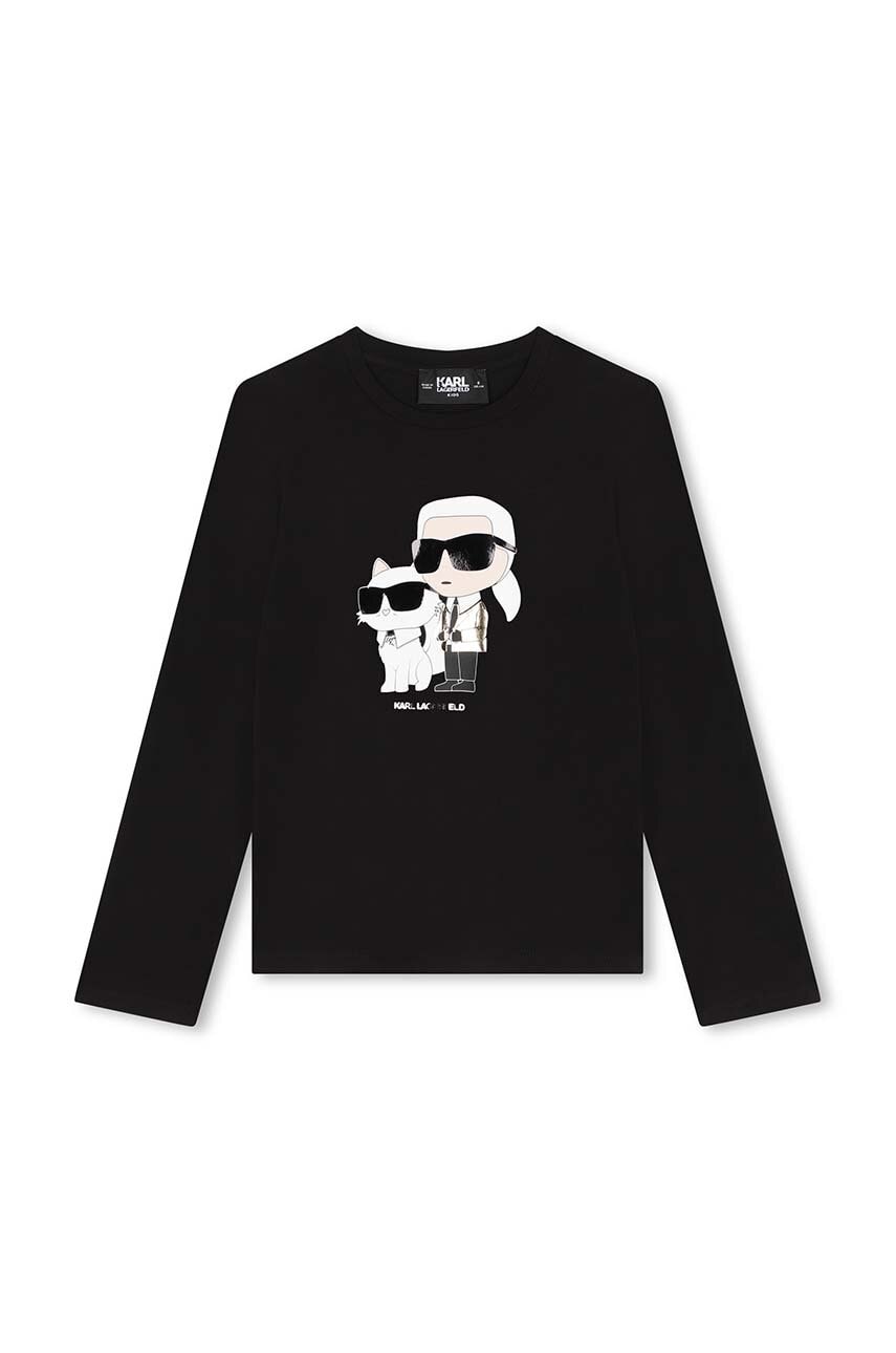 Karl Lagerfeld longsleeve copii culoarea negru, Z30209