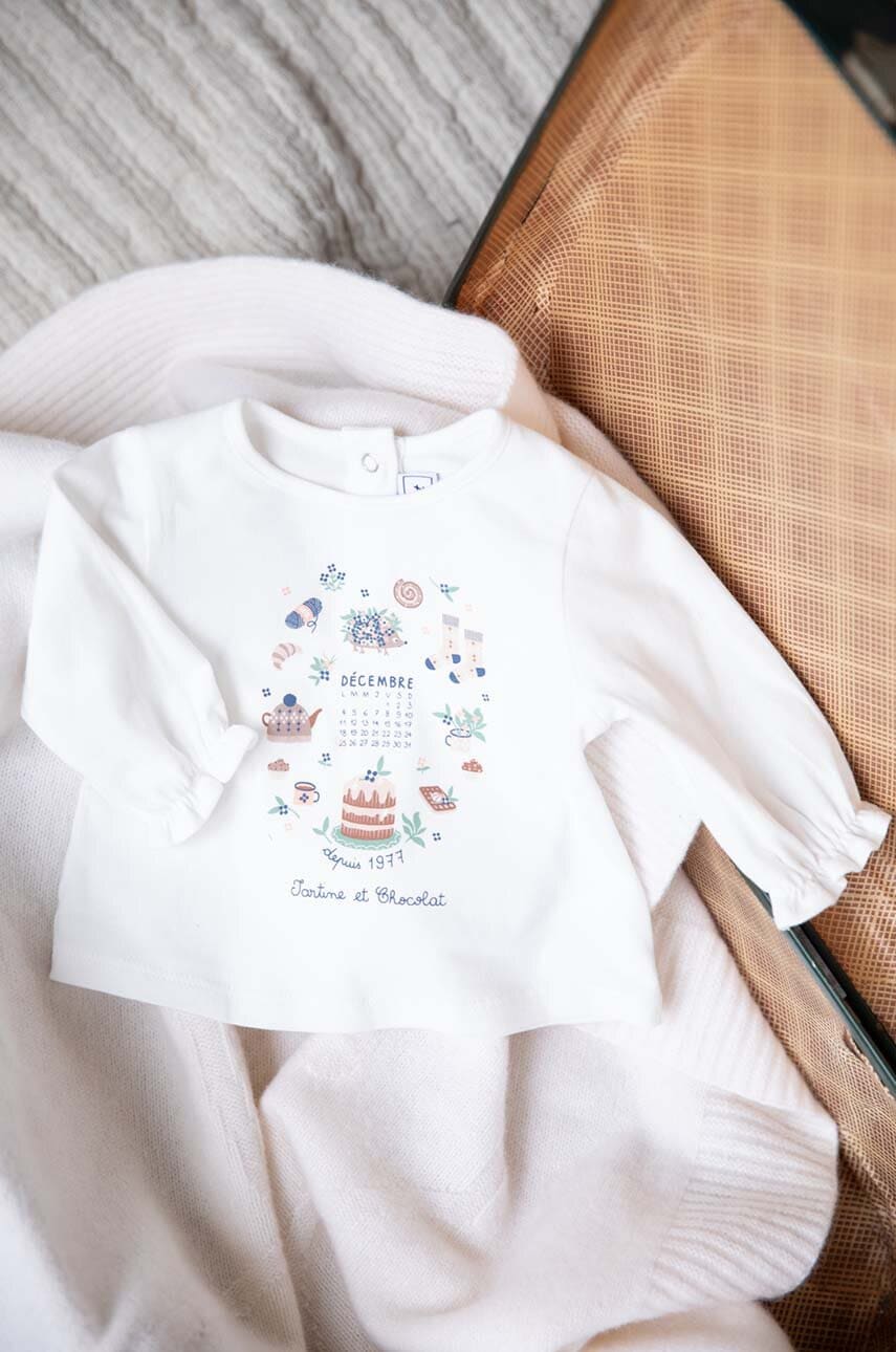 Tartine et Chocolat longsleeve bebelusi culoarea alb, TZ10021