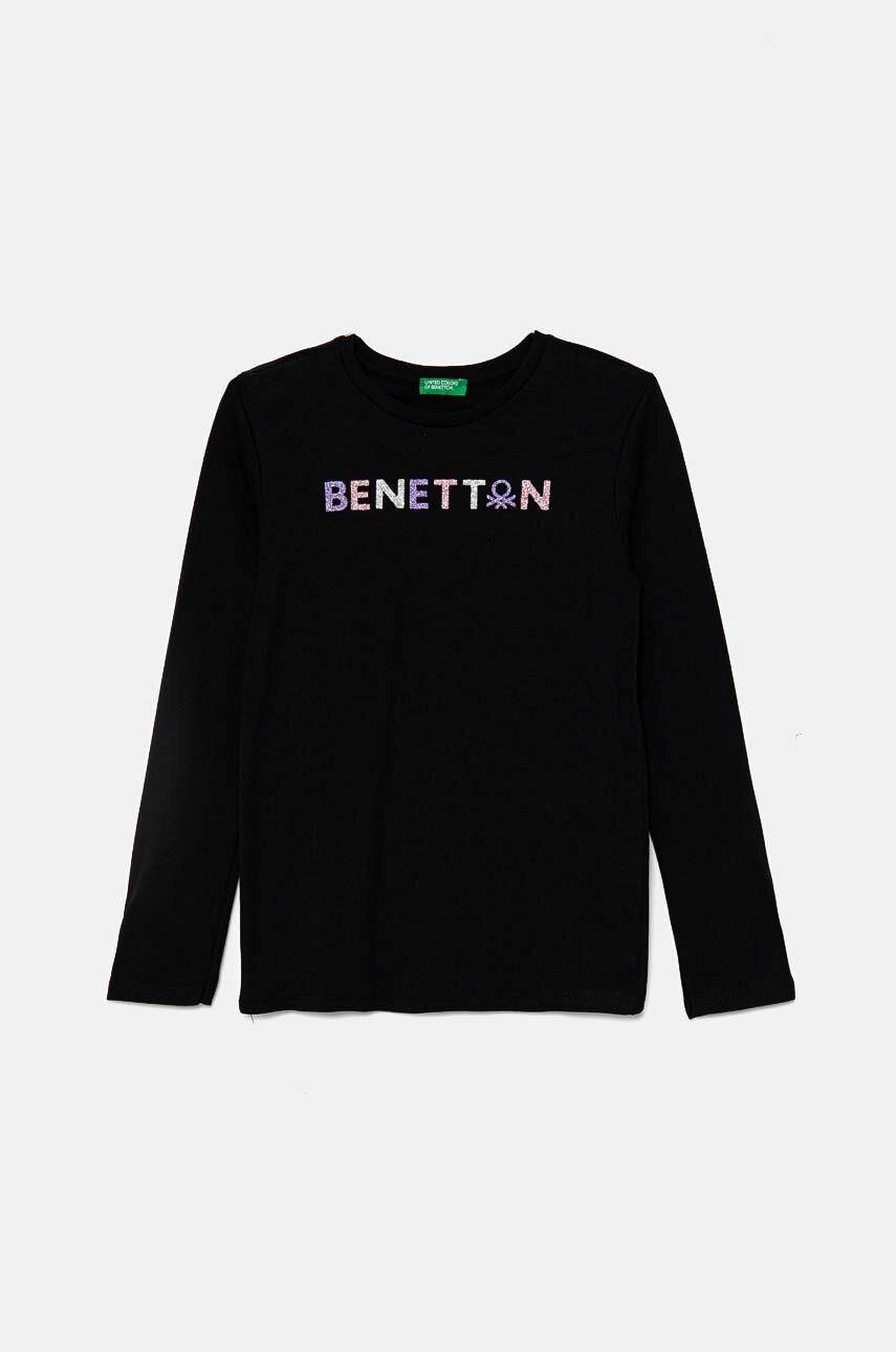 

Детска блуза с дълги ръкави United Colors of Benetton в черно 3I9WC10JR, Черен