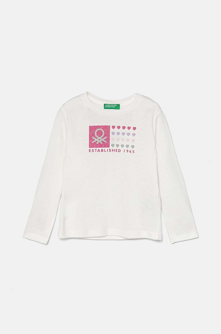

Детска блуза с дълги ръкави United Colors of Benetton в бяло 3I9WG10F7, Бял