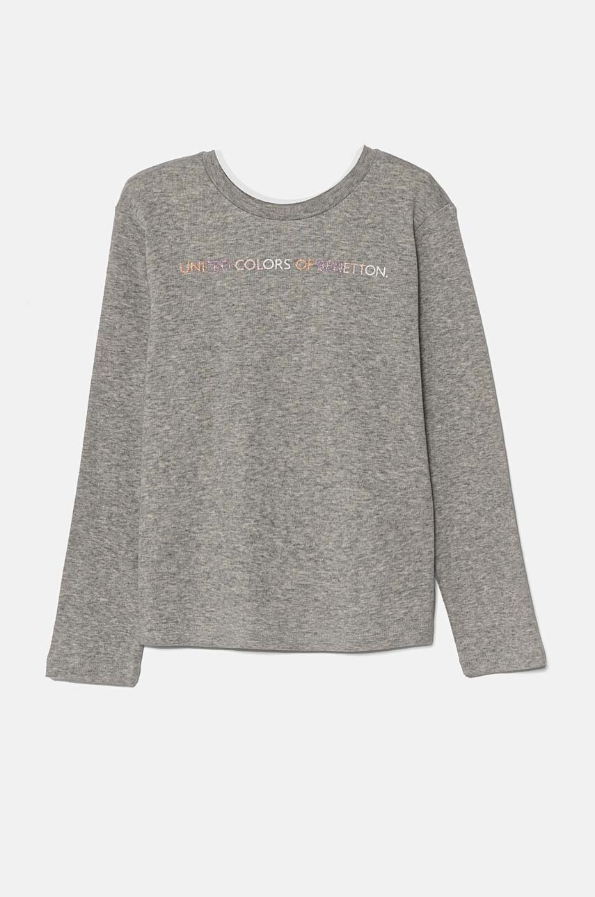 

Детска блуза с дълги ръкави United Colors of Benetton в сиво 3I9WG10F7, Сив