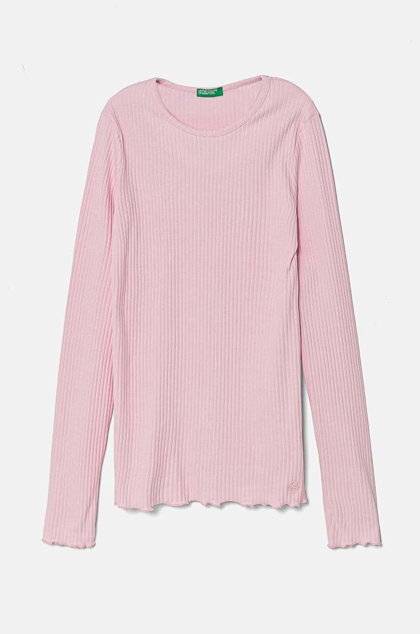 United Colors of Benetton longsleeve copii culoarea roz, 3F1AC10LI United Colors of Benetton longsleeve copii culoarea roz, 3F1AC10LI