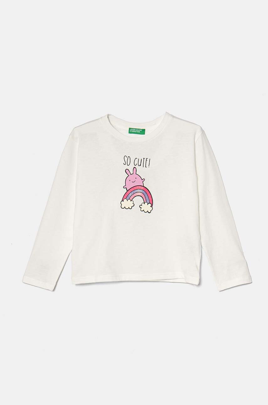

Детска блуза с дълги ръкави United Colors of Benetton в бяло 3I1XG10FI, Бял