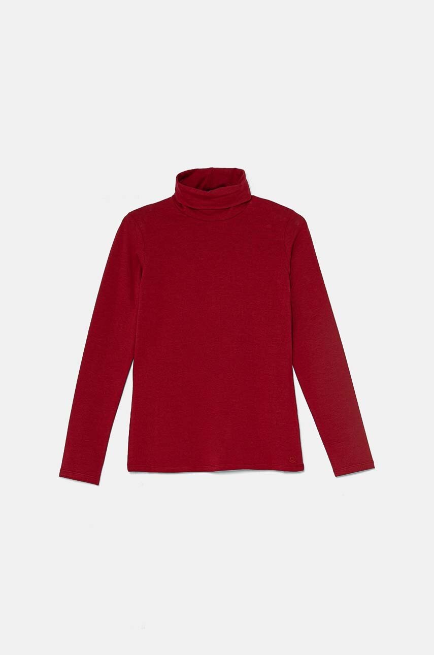 

Детска блуза с дълги ръкави United Colors of Benetton в бордо с поло 3P4ZC202N