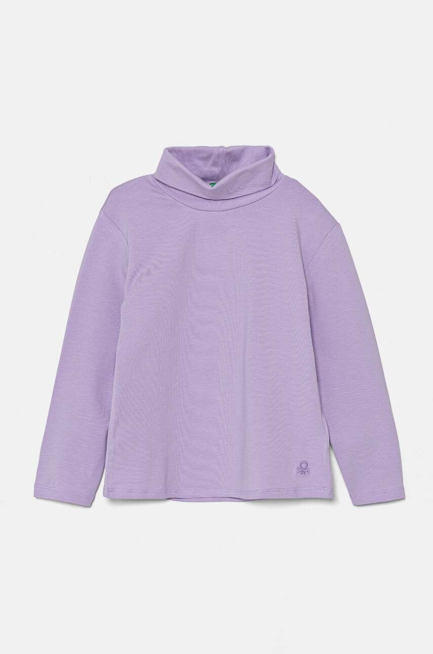 United Colors of Benetton longsleeve copii culoarea violet, cu turtleneck, 3P4ZG200D