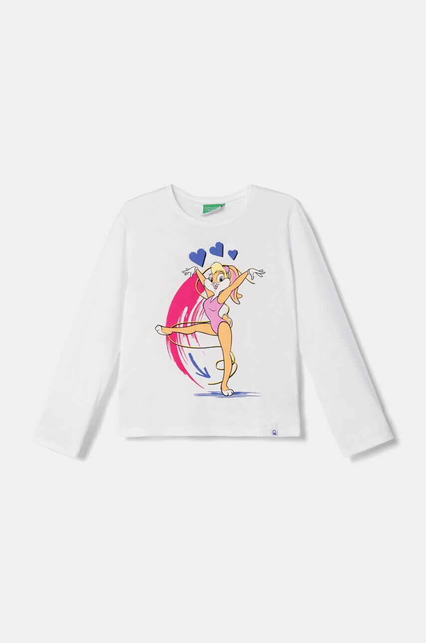 United Colors of Benetton longsleeve din bumbac pentru copii culoarea alb, 3ATNC10MJ