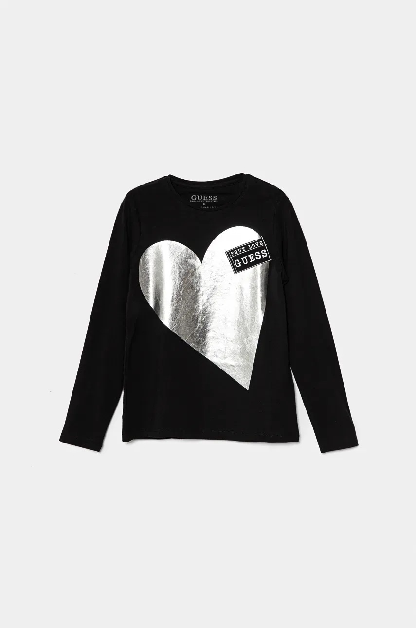 

Детска блуза с дълги ръкави Guess в черно J4BI16 J1314, Черен