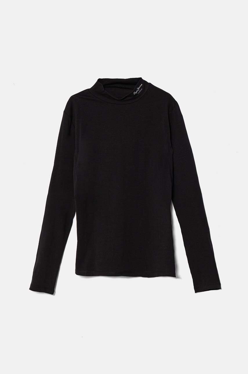 Pepe Jeans longsleeve copii VANESSA culoarea negru, cu turtleneck, PG503100