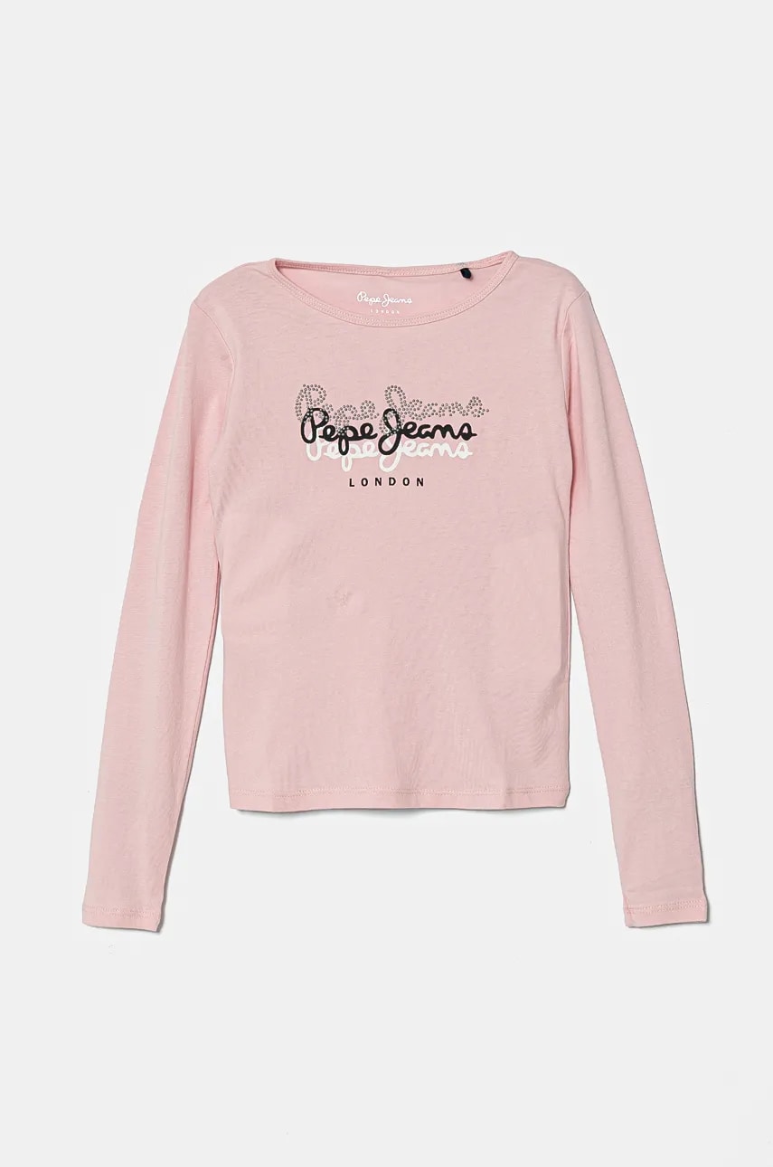 Pepe Jeans longsleeve din bumbac pentru copii TIANNE culoarea roz, PG503107