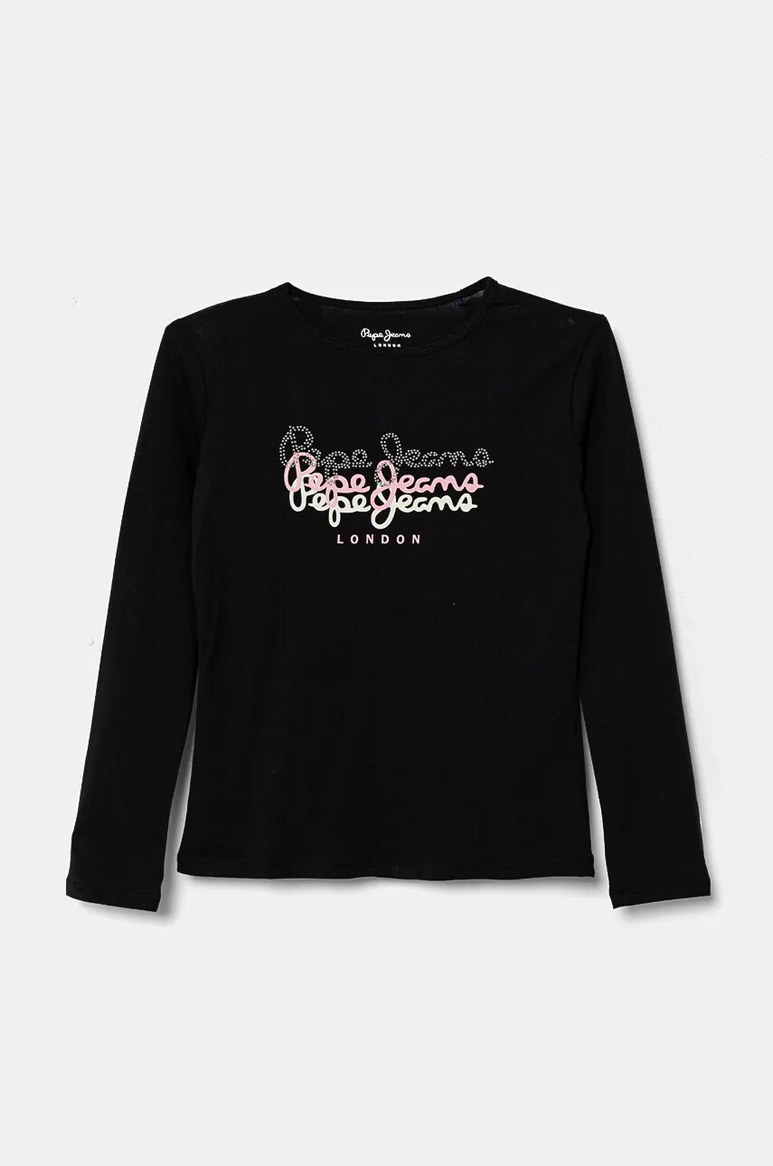 Pepe Jeans longsleeve din bumbac pentru copii TIANNE culoarea negru, PG503107