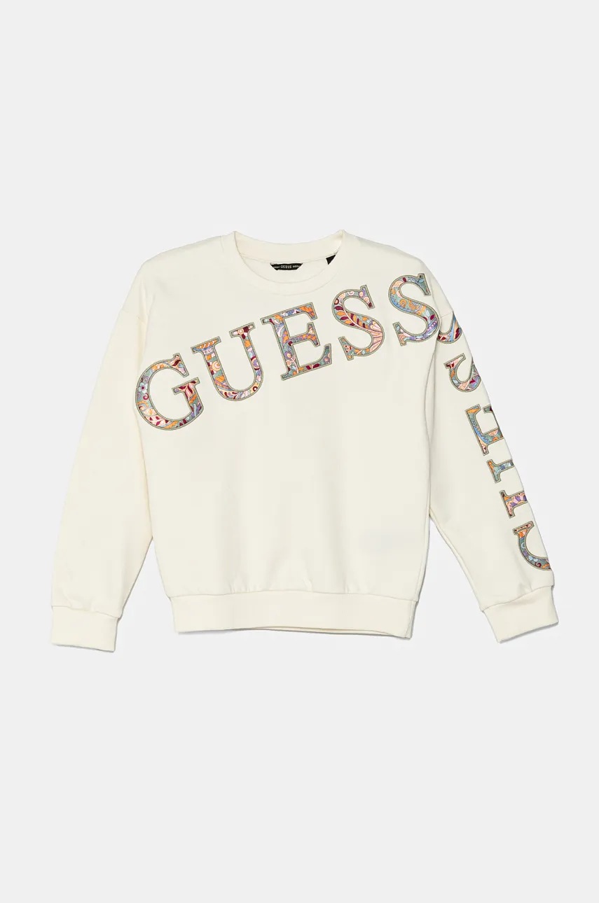

Детски памучен суичър Guess в бежово с апликация J4BQ01 KAX73, Бежов