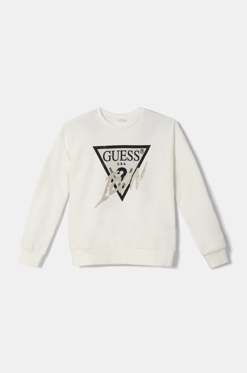 Levně Dětská bavlněná mikina Guess béžová barva, s aplikací, J4BQ04 KAV34