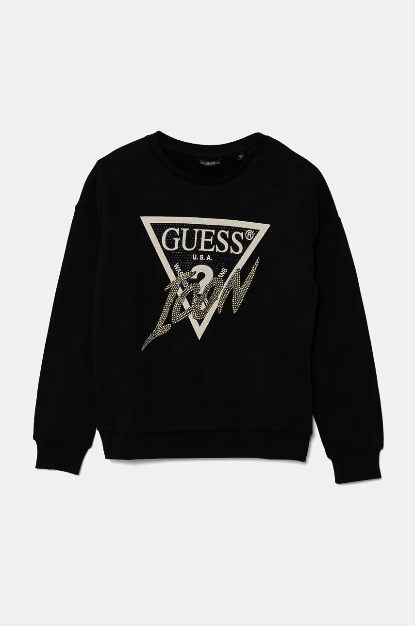 

Детски памучен суичър Guess в черно с апликация J4BQ04 KAV34, Черен