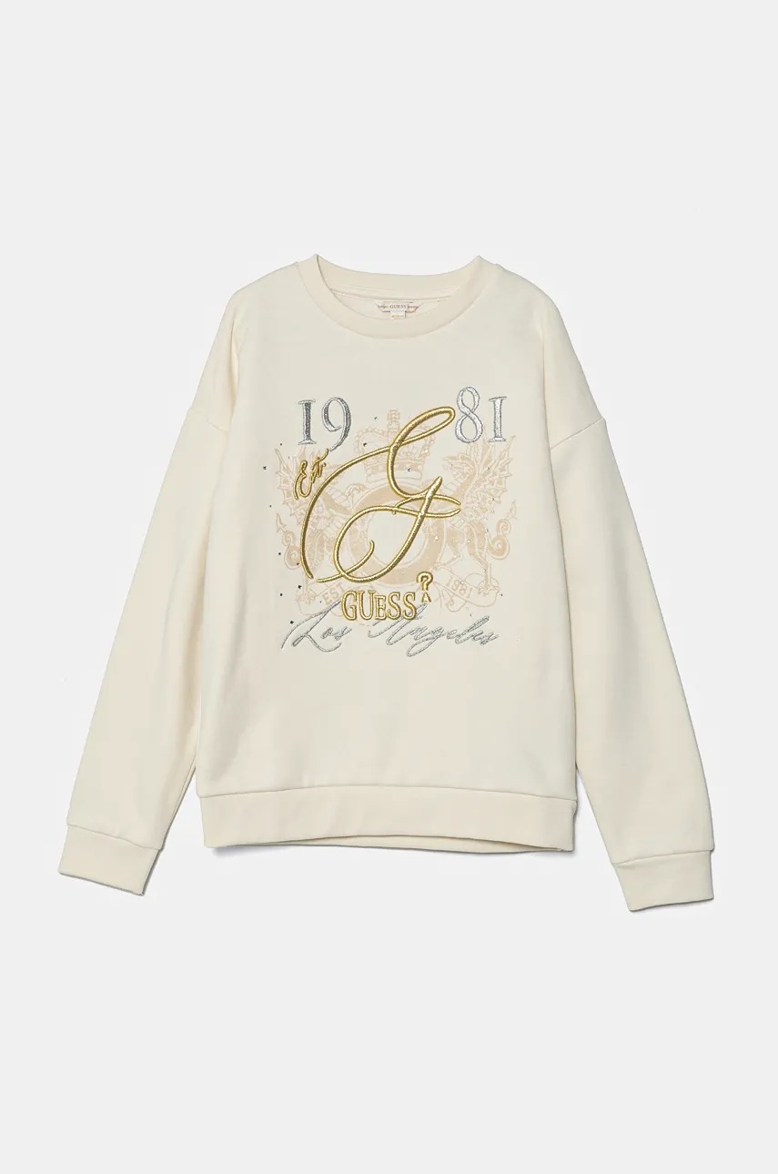 

Детски памучен суичър Guess в бежово с апликация J4BQ05 KAV34, Бежов