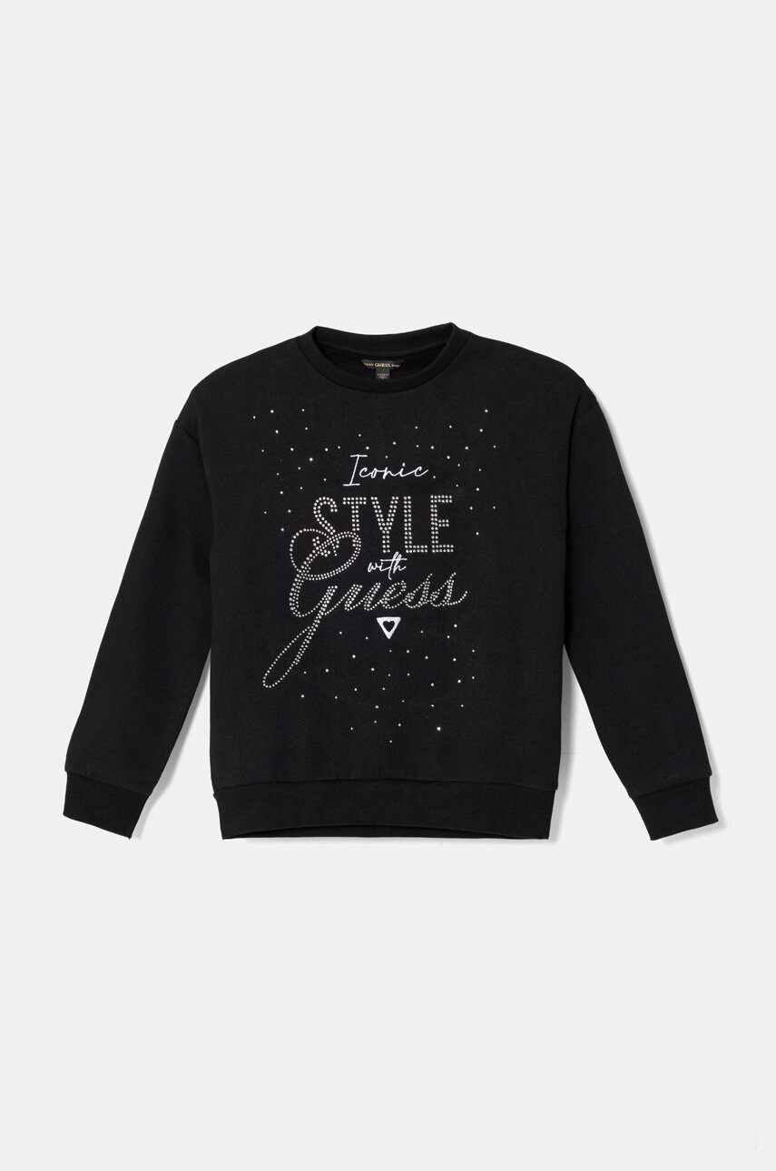 

Детски памучен суичър Guess в черно с апликация J4BQ05 KAV34, Черен