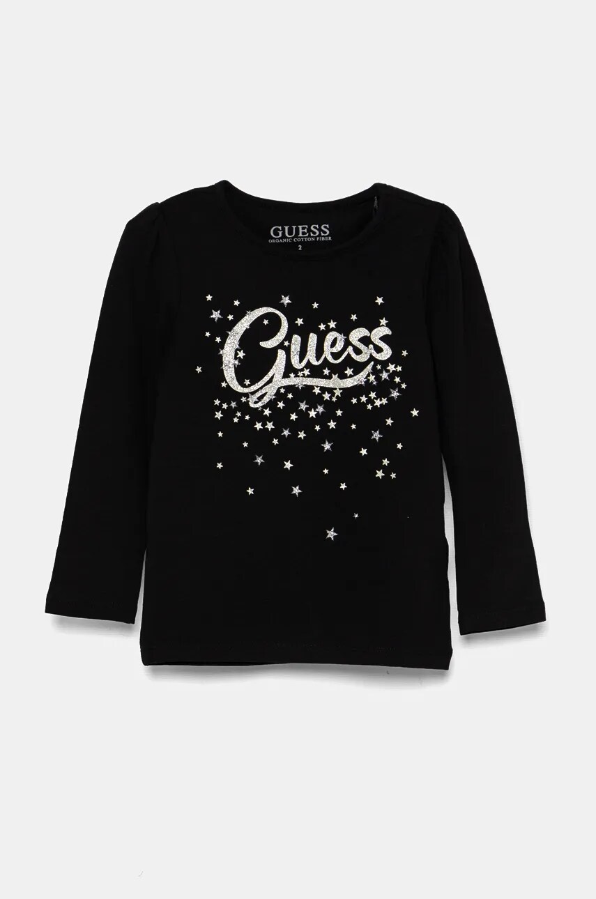 

Детска блуза с дълги ръкави Guess в черно K4BI02 J1314, Черен