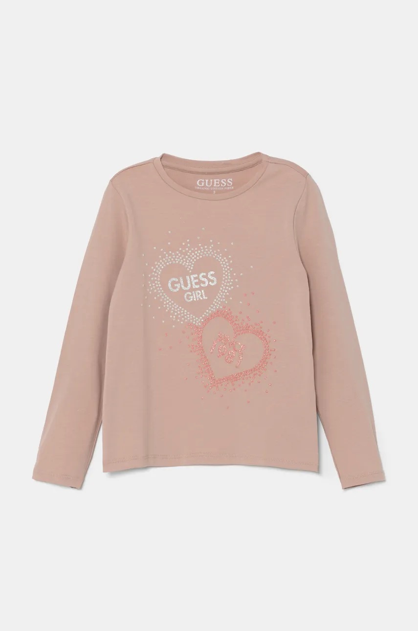 

Детска блуза с дълги ръкави Guess в розово K4BI04 J1314, Розов
