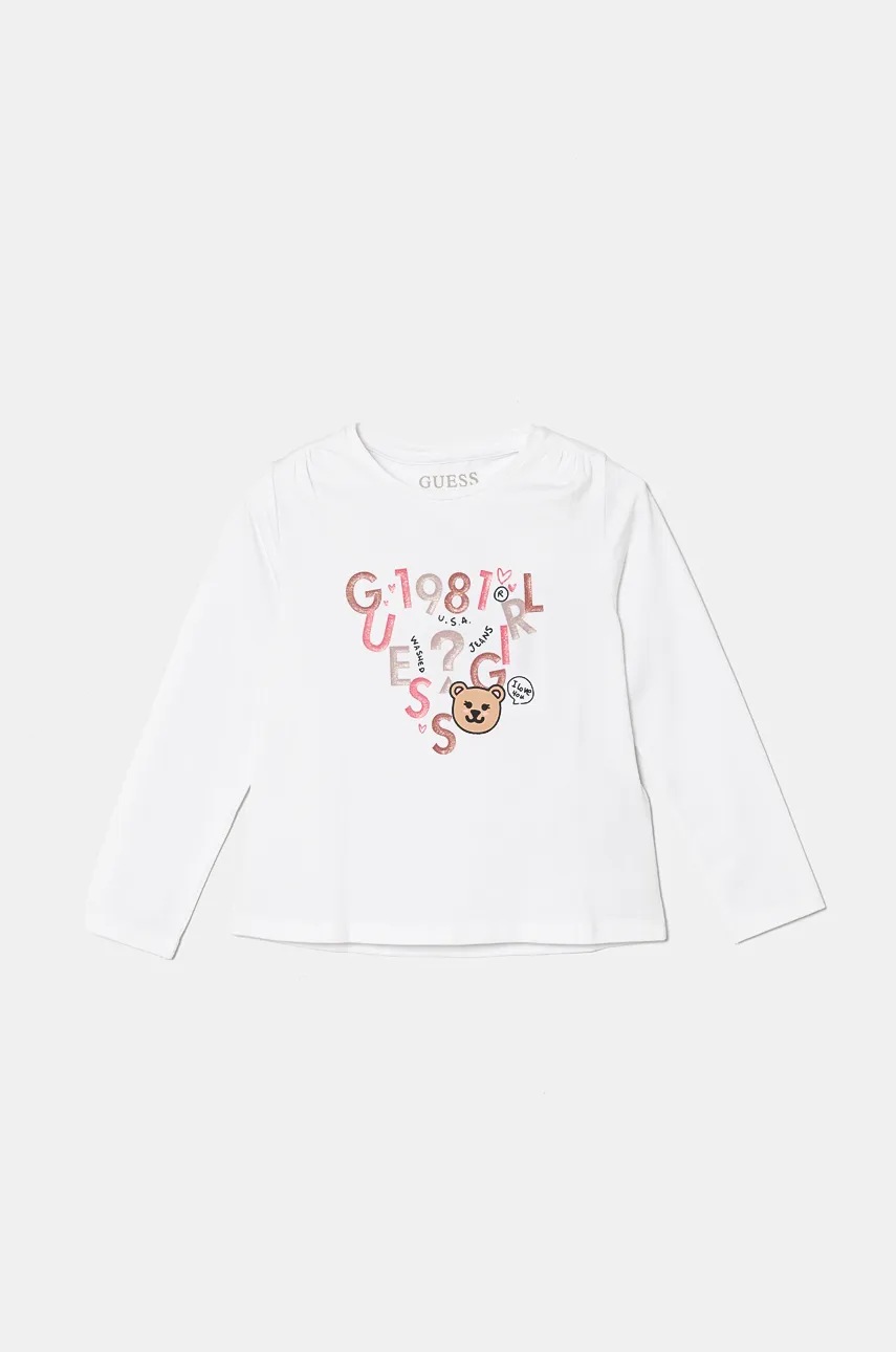 

Детска блуза с дълги ръкави Guess в бяло K4BI05 J1314, Бял