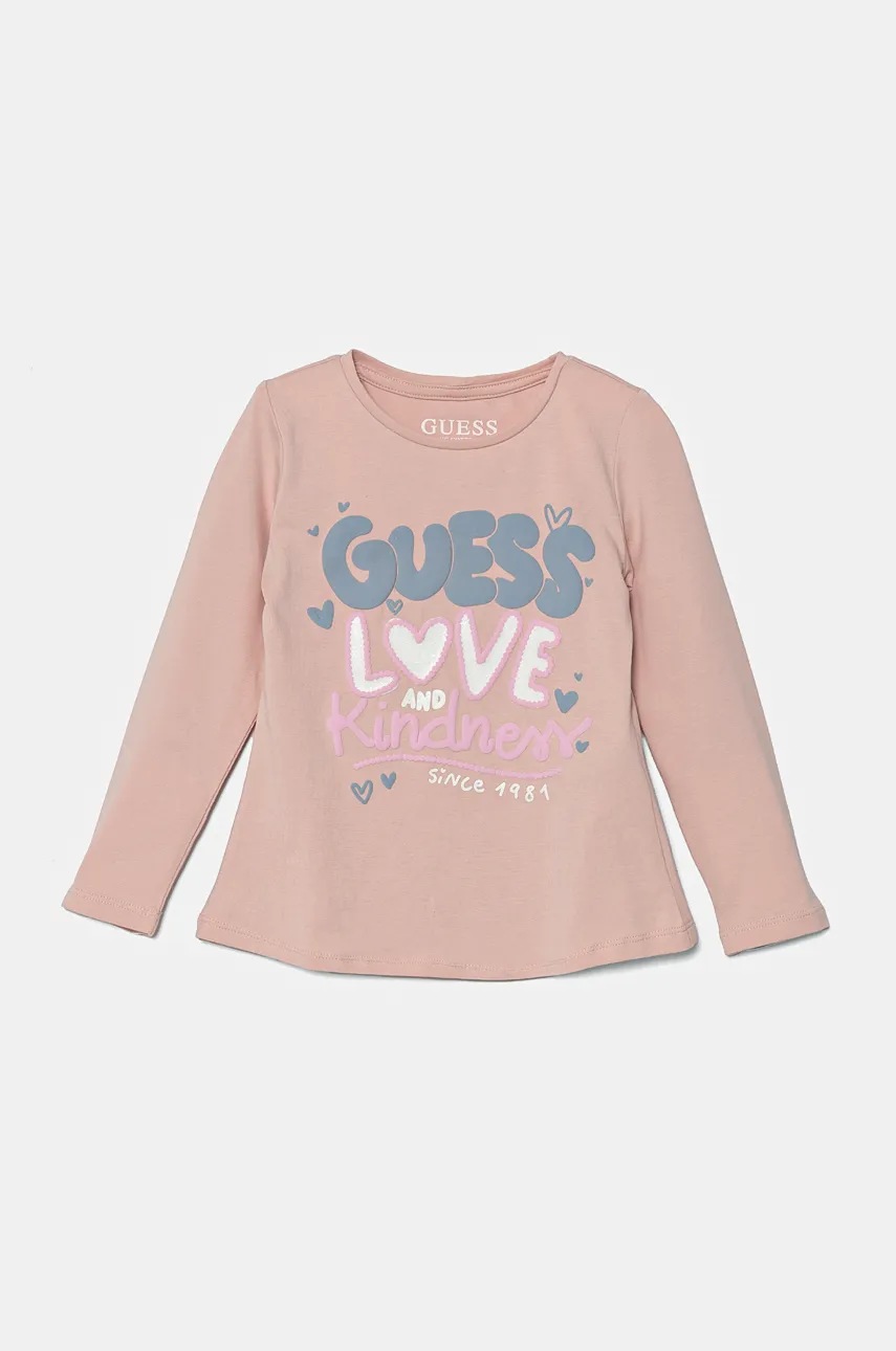 

Детска блуза с дълги ръкави Guess в розово K4BI06 J1314, Розов
