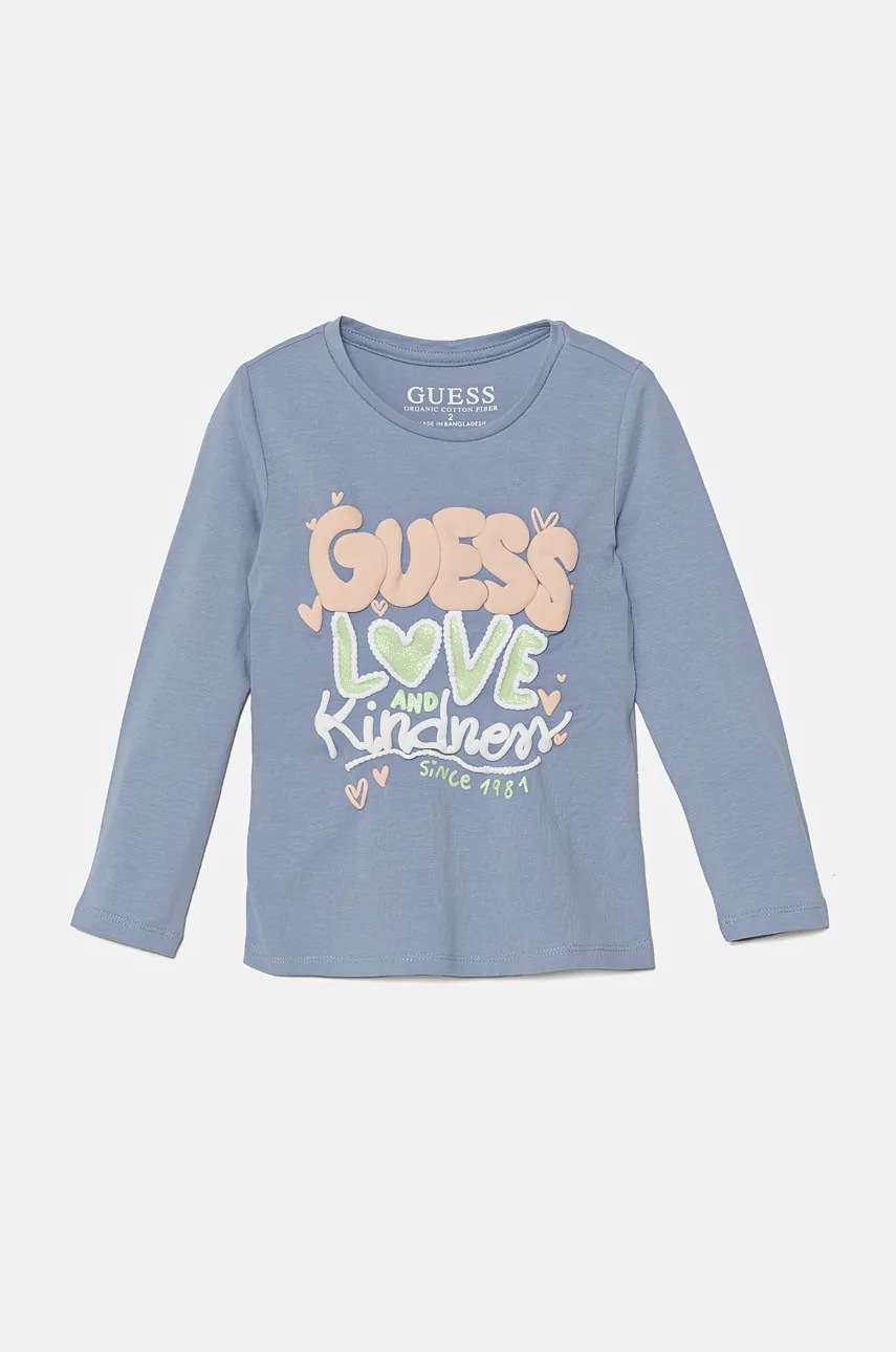 

Детска блуза с дълги ръкави Guess в синьо K4BI06 J1314, Син