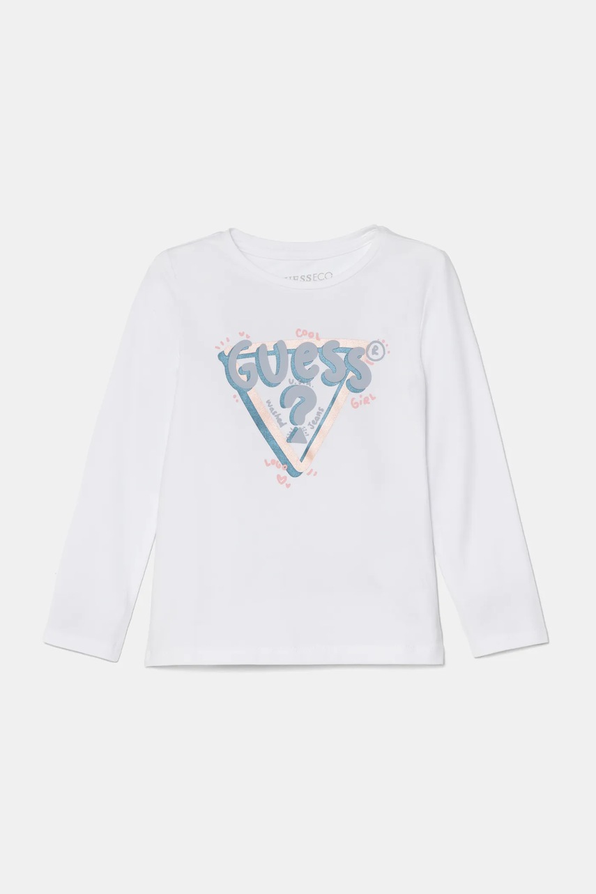 

Детска блуза с дълги ръкави Guess в бяло K4BI07 J1314, Бял