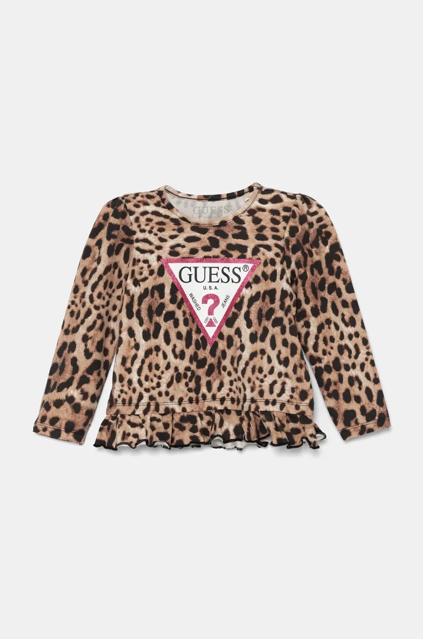 

Детска блуза с дълги ръкави Guess в кафяво K4BI10 J1313, Кафяв