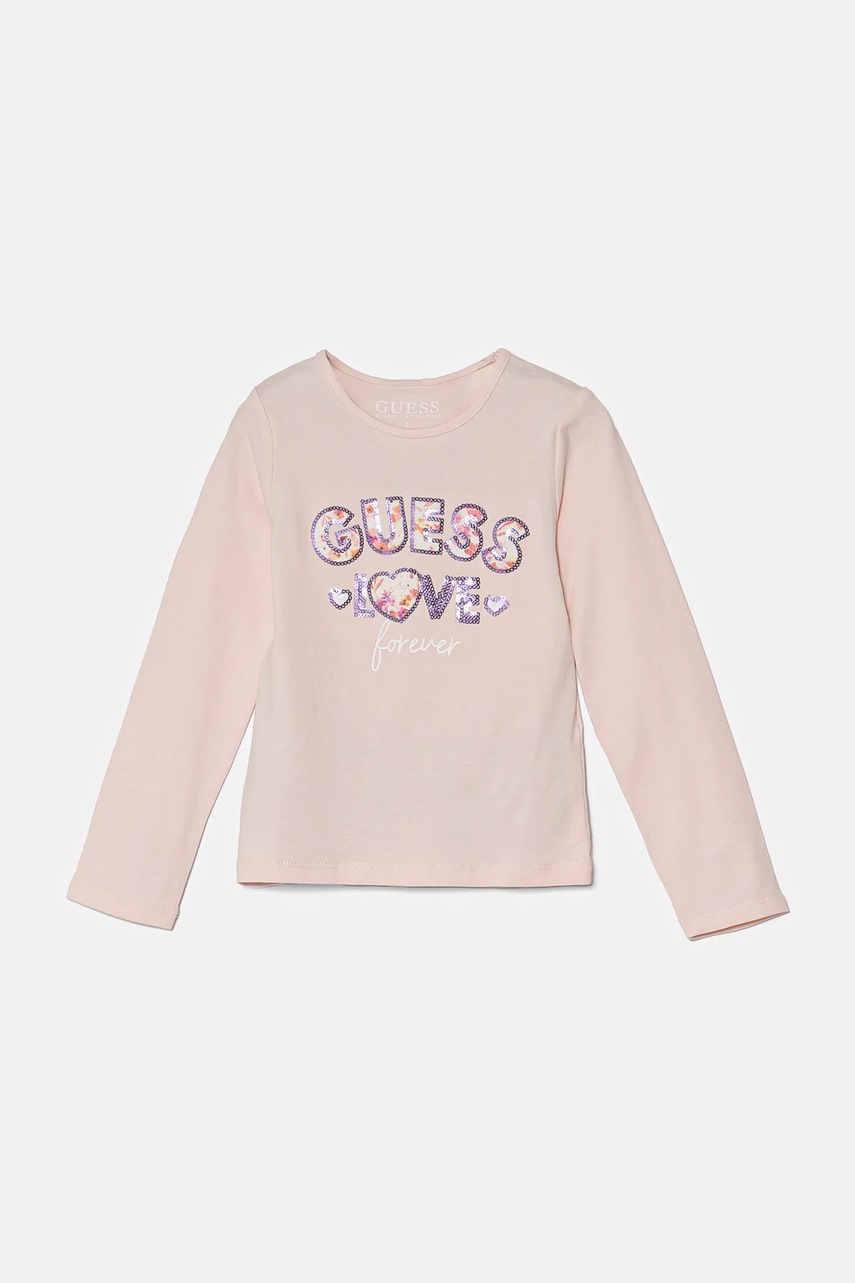 

Детска блуза с дълги ръкави Guess в розово K4BI16 J1314, Розов