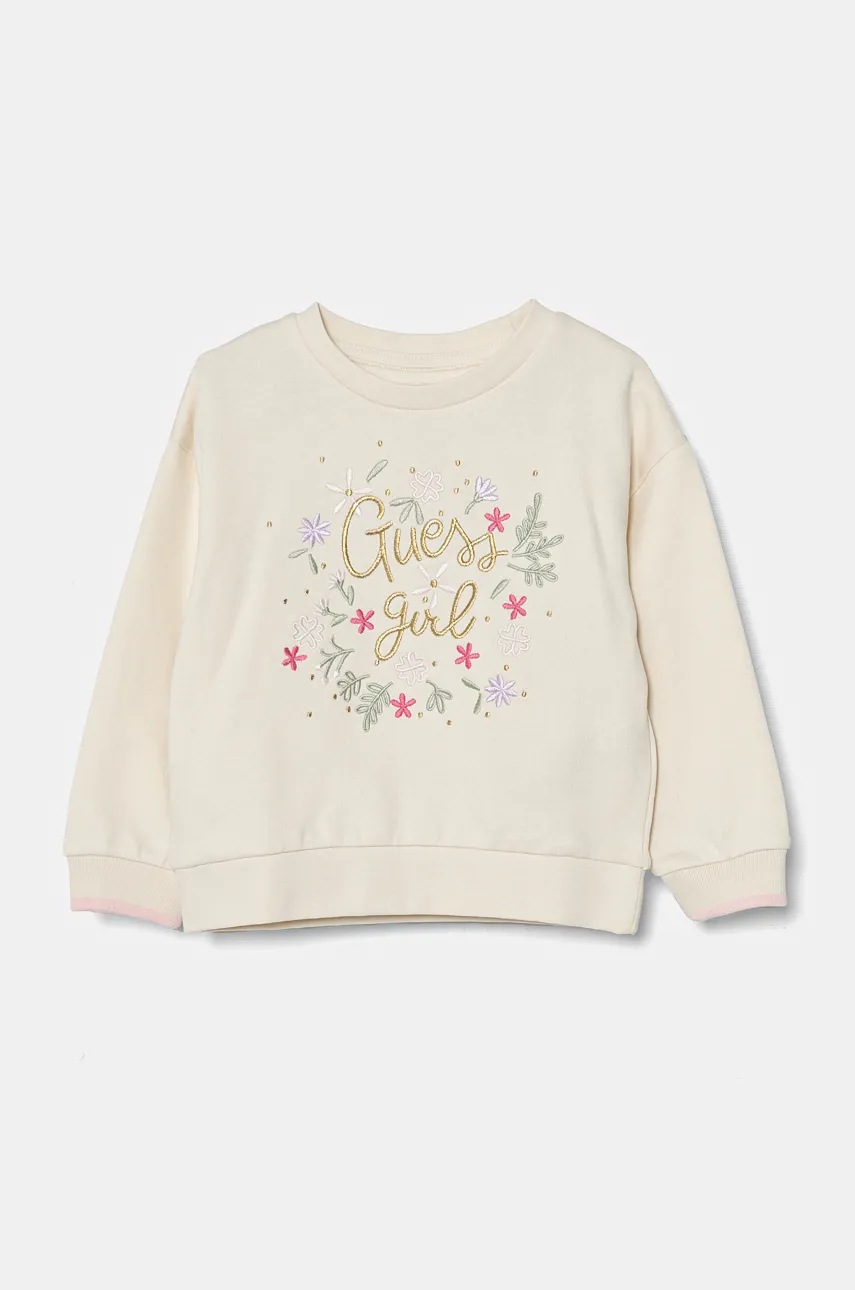

Детски памучен суичър Guess в бежово с апликация K4BQ08 KAX74, Бежов