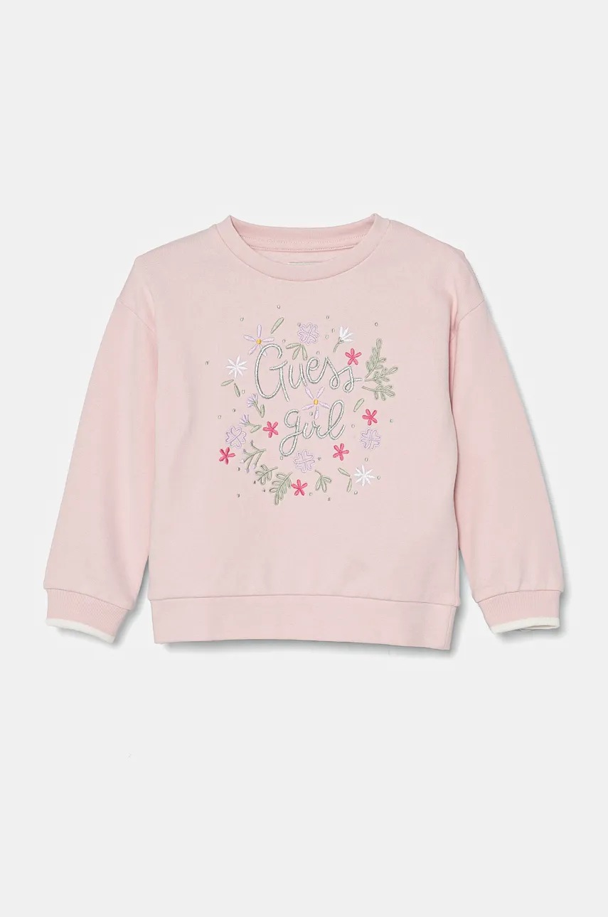 

Детски памучен суичър Guess в розово с апликация K4BQ08 KAX74, Розов