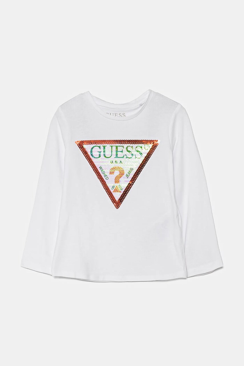 Levně Dětské tričko s dlouhým rukávem Guess bílá barva, K4RI30 K6YW1