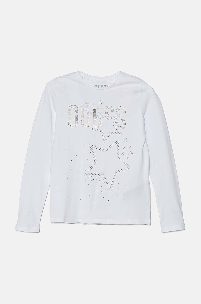 Levně Dětské tričko s dlouhým rukávem Guess bílá barva, J4BI09 J1314