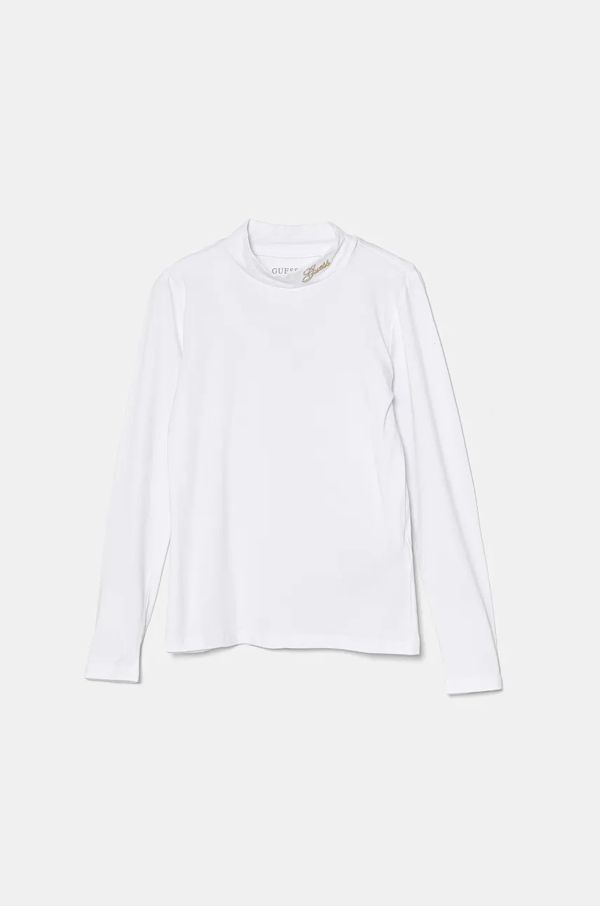 

Детска блуза с дълги ръкави Guess в бяло с ниско поло J4BI11 J1314, Бял