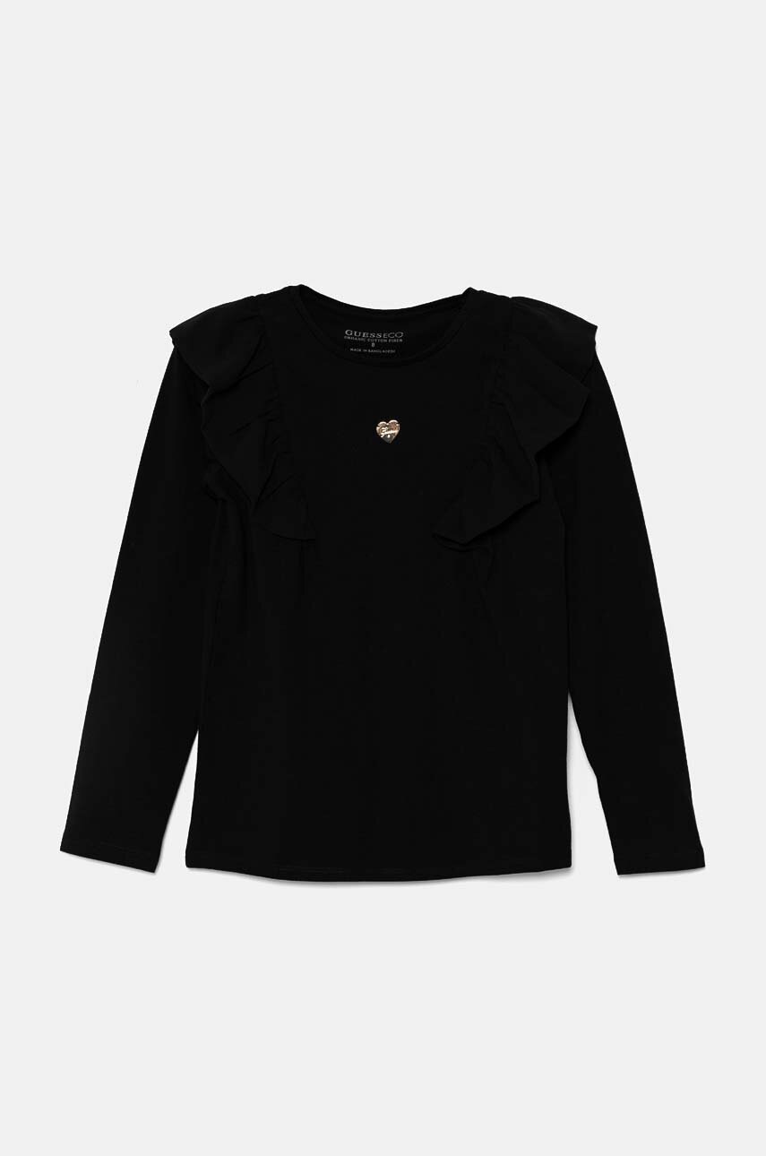

Детска блуза с дълги ръкави Guess в черно J4BI23 J1314, Черен