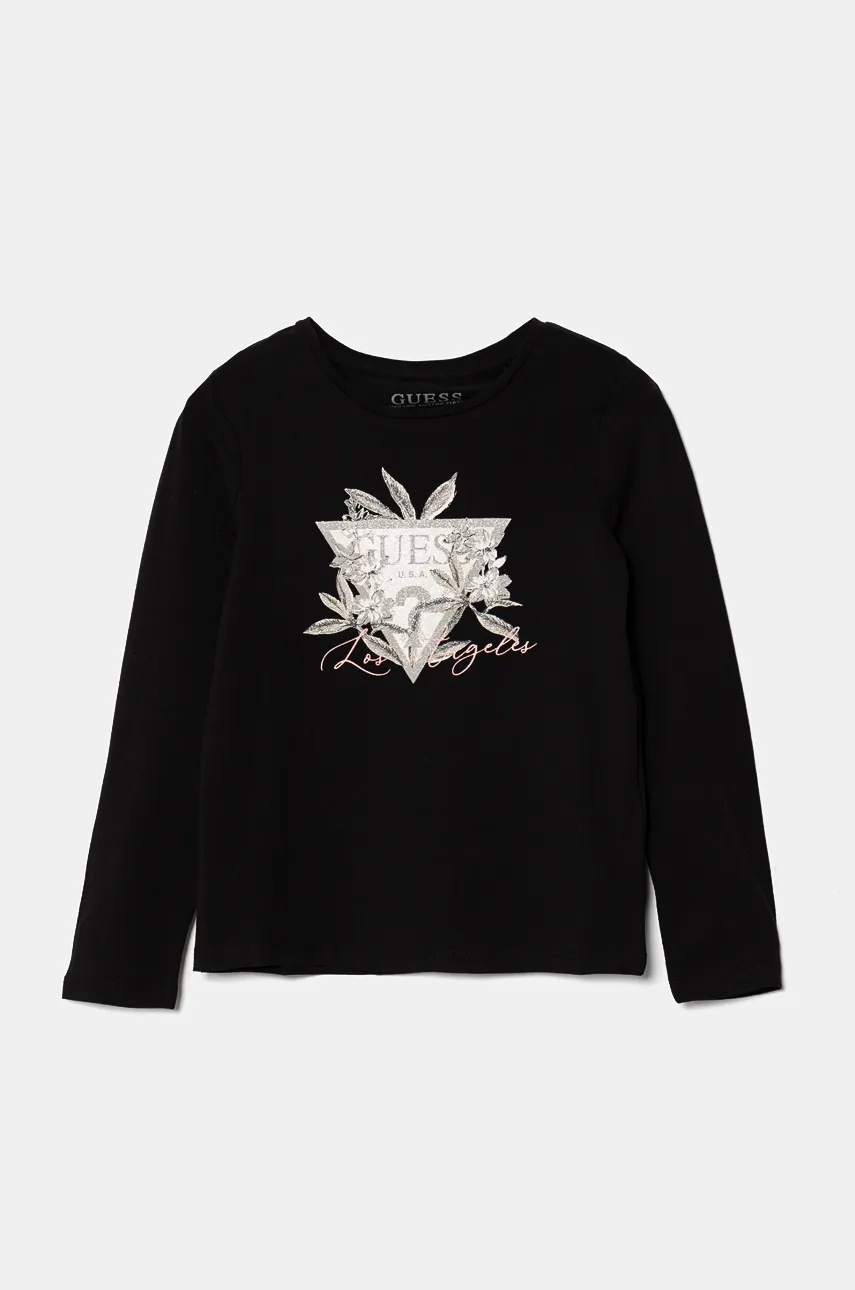 

Детска блуза с дълги ръкави Guess в черно J4BI26 J1314, Черен