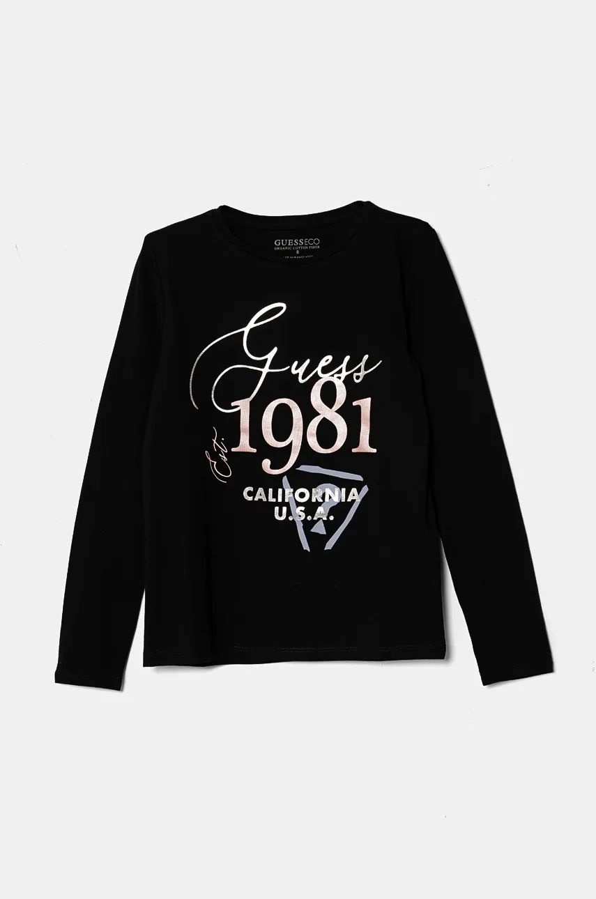 

Детска блуза с дълги ръкави Guess в черно J4BI28 J1314, Черен