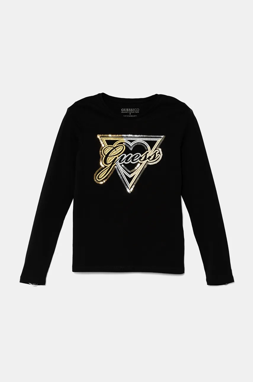 

Детска блуза с дълги ръкави Guess в черно J4BI04 J1314, Черен
