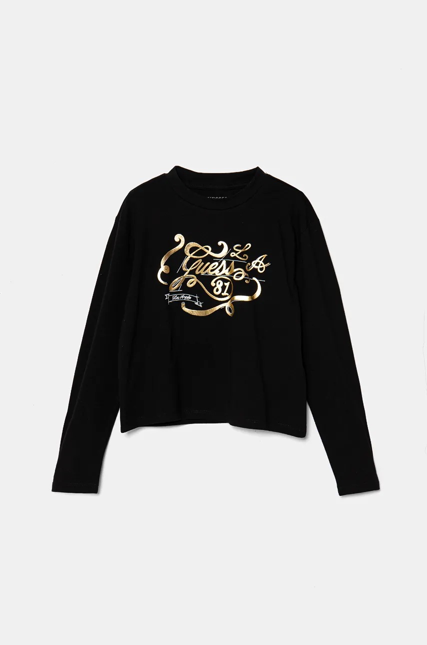 

Детска блуза с дълги ръкави Guess в черно J4BI01 J1314, Черен