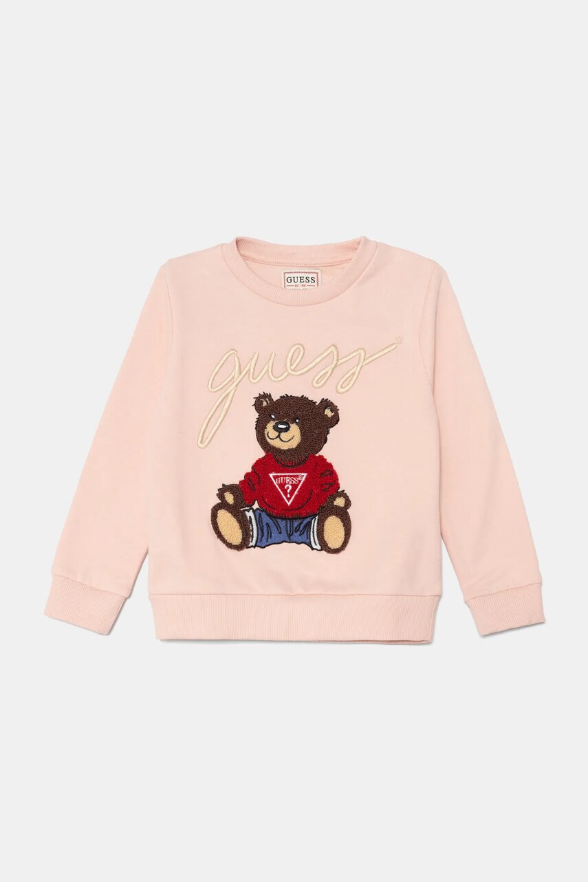 

Детски памучен суичър Guess в розово с апликация H4BT02 KAX73, Розов