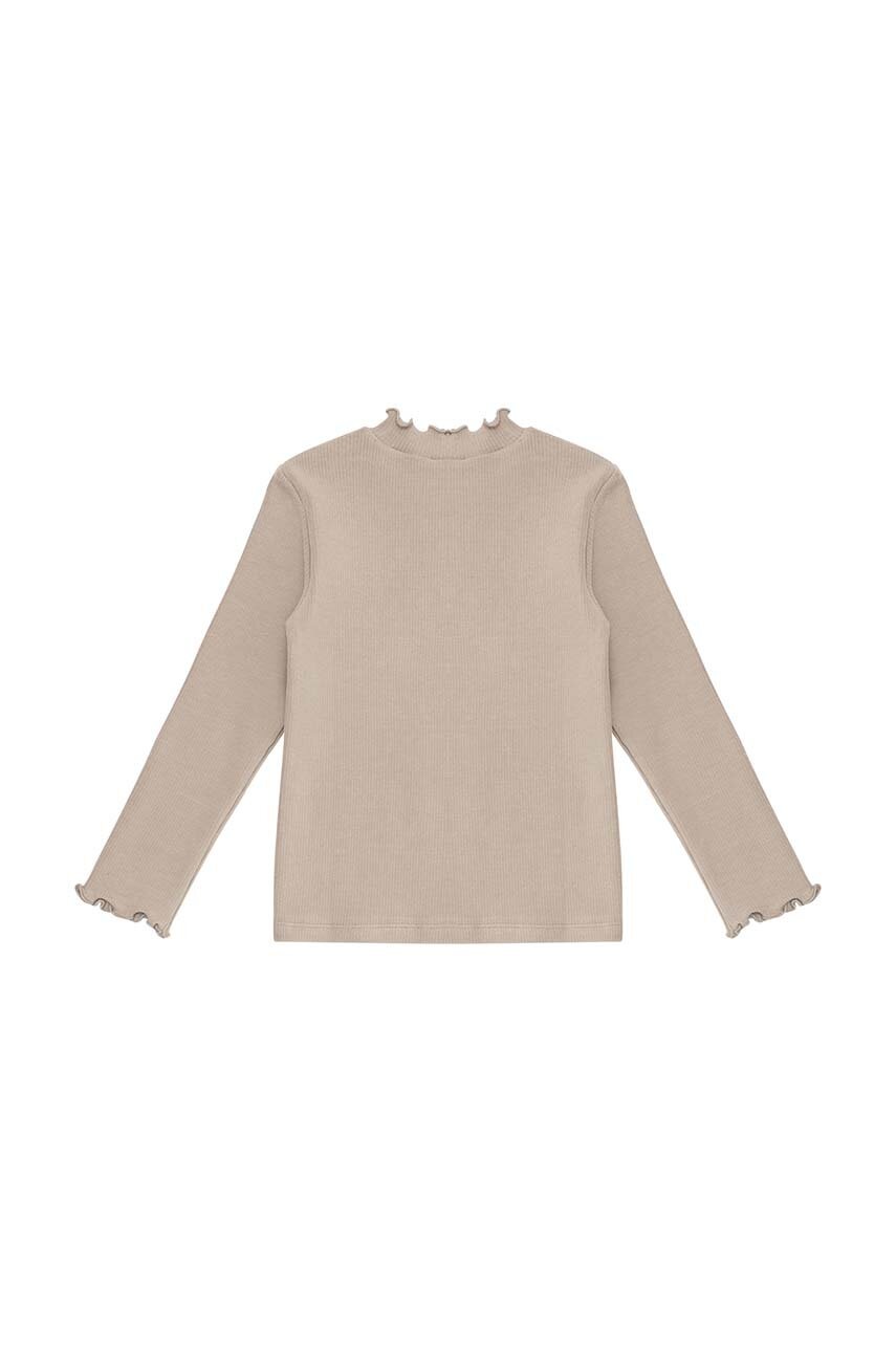 Дитячий лонгслів Donsje Wonsy Shirt колір бежевий півгольф 4089800