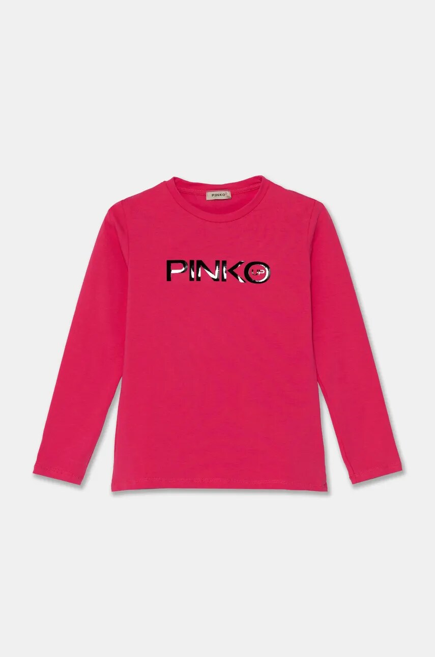 Levně Dětské bavlněné tričko s dlouhým rukávem Pinko Up růžová barva, F4PIJGTH151