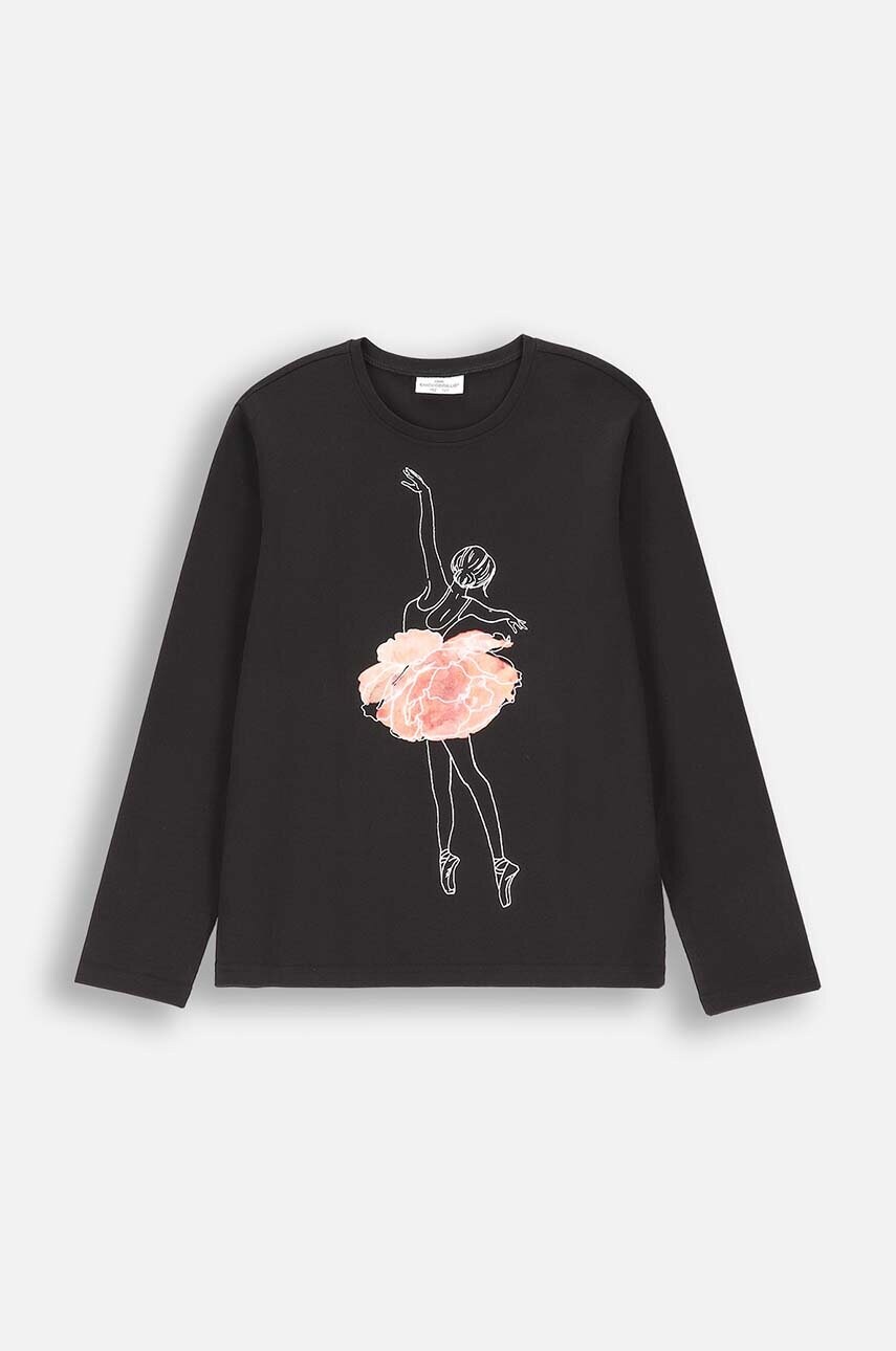 Coccodrillo longsleeve copii culoarea negru, EVERYDAY GIRL