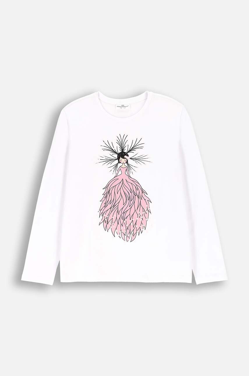 Coccodrillo longsleeve copii culoarea alb, EVERYDAY GIRL