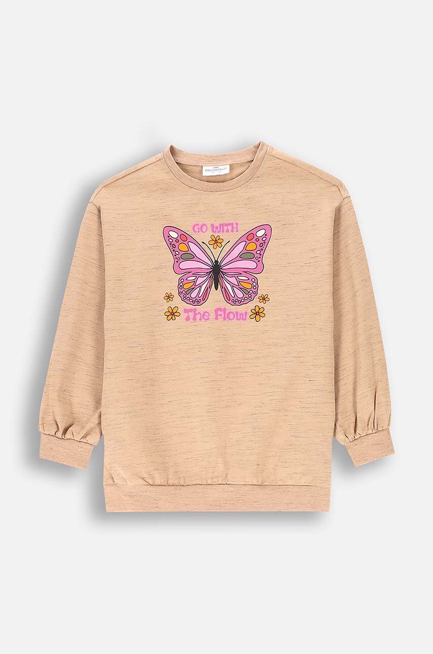 Coccodrillo longsleeve copii culoarea bej, MYSTIC NATURE GIRL KIDS
