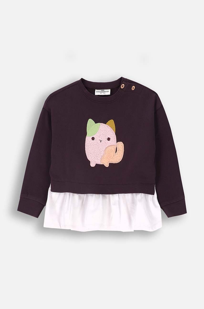 Coccodrillo longsleeve bebeluși culoarea violet, PASTELOVE GIRL NEWBORN