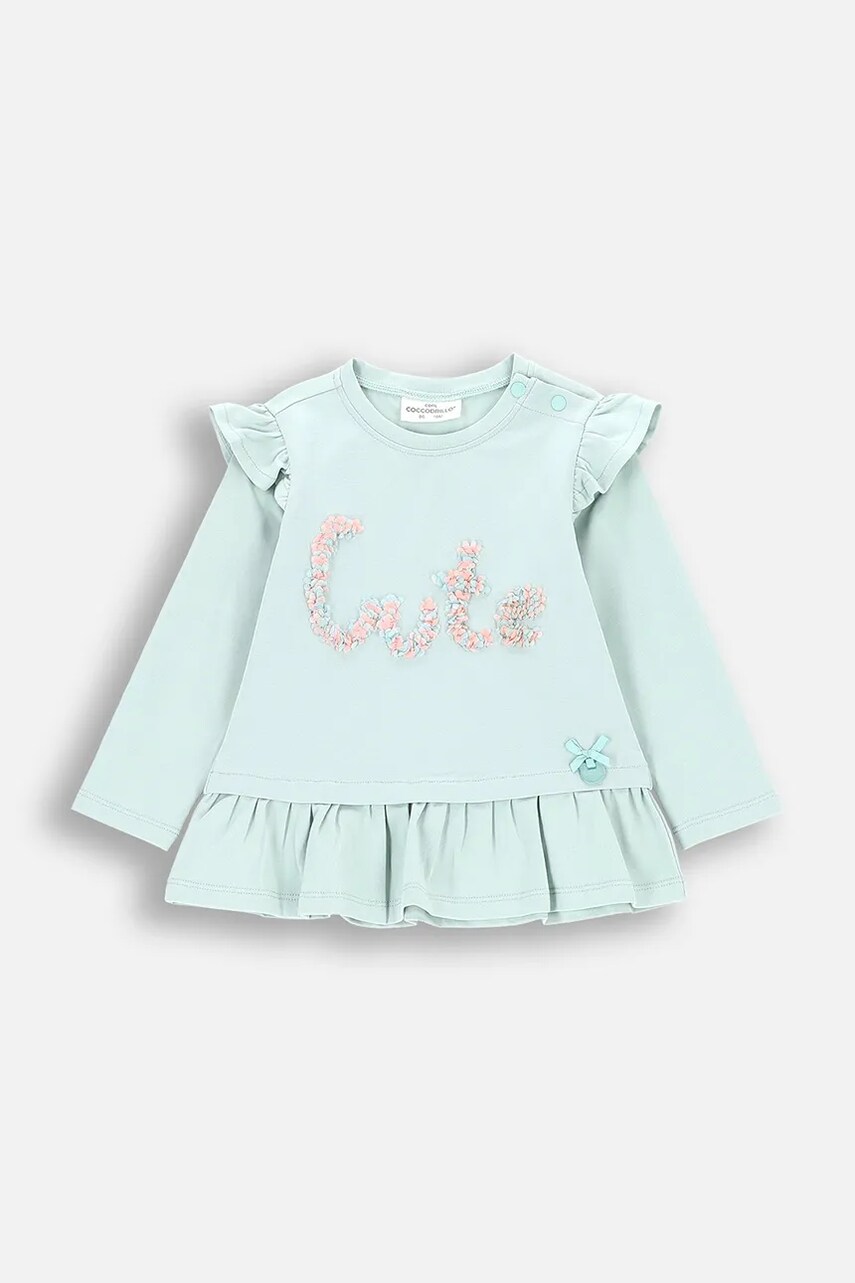 Coccodrillo longsleeve bebelusi culoarea verde, CUTE GIRL NEWBORN